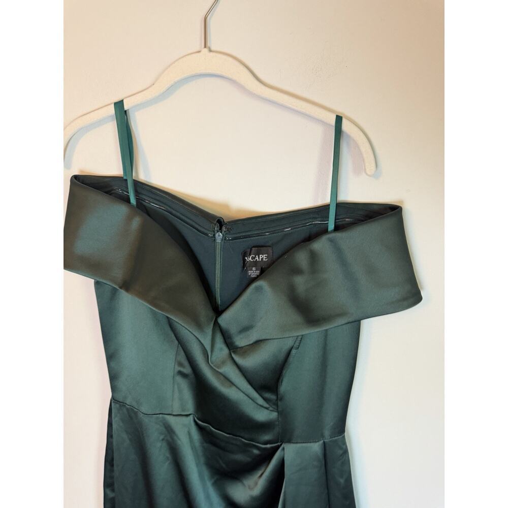 Xscape Off-Shoulder Maxi Gown in Forest Green - Picture 5 of 16